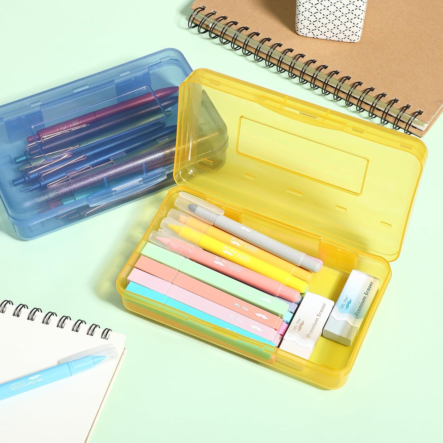 Mr. Pen- Pencil Box, 2 Pack, Assorted Colors, Crayon Box, Pencil Boxes, Pencil Box, 2 Pack, Yellow & Blue