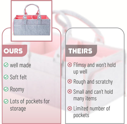 Baby Diaper Caddy Organizer, Pink Inside, Diaper Organizer, Car Diaper Caddy, Baby Caddy Organizer, Portable Diaper Caddy, Diaper Organizer for Changing Table, Baby Organizer for Nursery