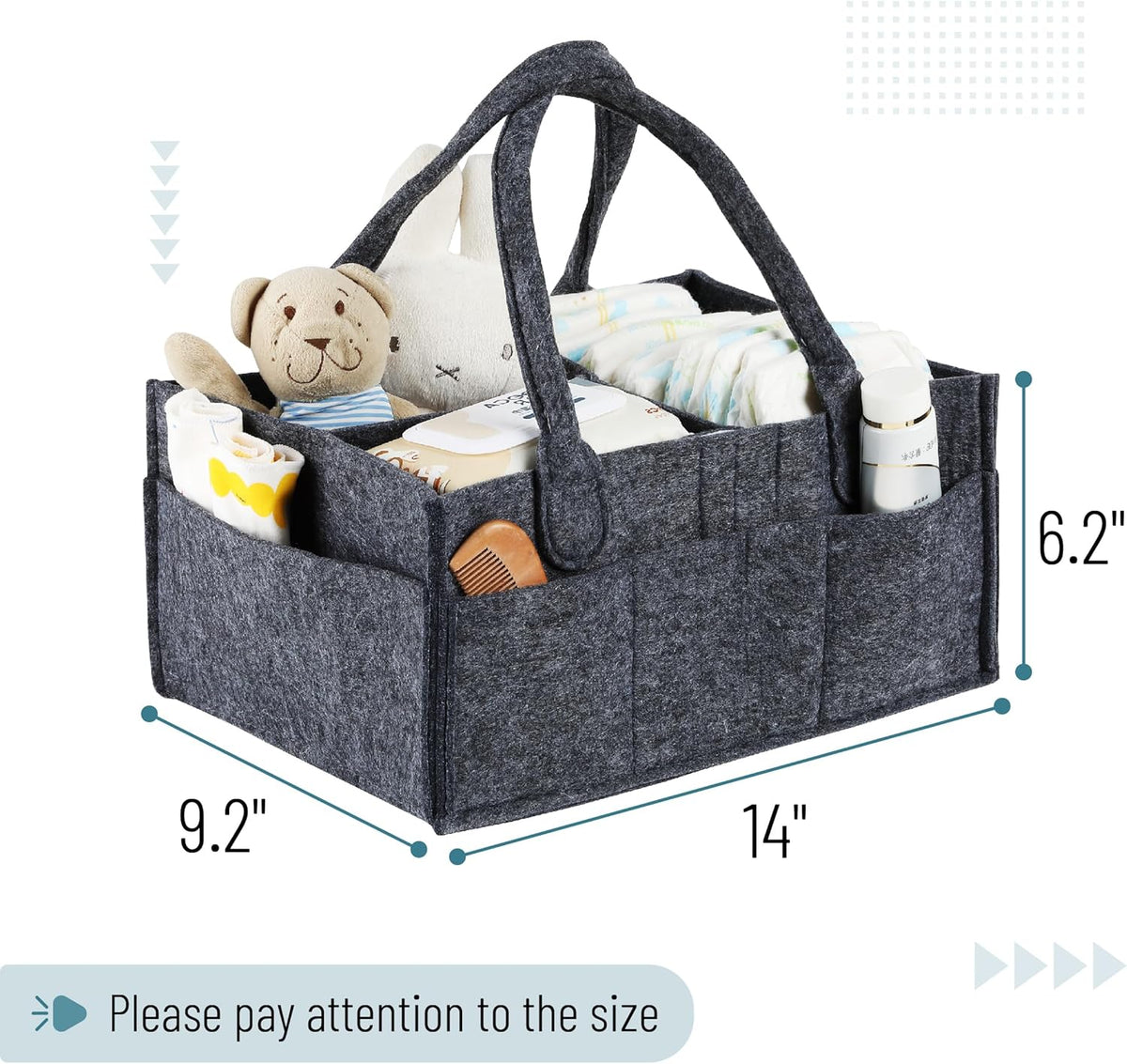 Mr. Pen- Baby Diaper Caddy Organizer, Charcoal Gray, Diaper Organizer