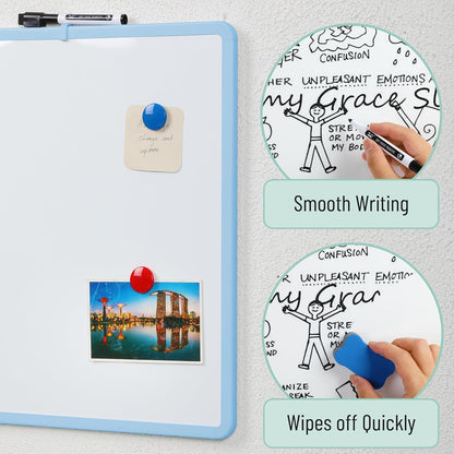 Mr. Pen- Dry Erase Board, 18” x 24” with a Black Marker, Pastel Blue Frame, Dry Erase Board for Wall