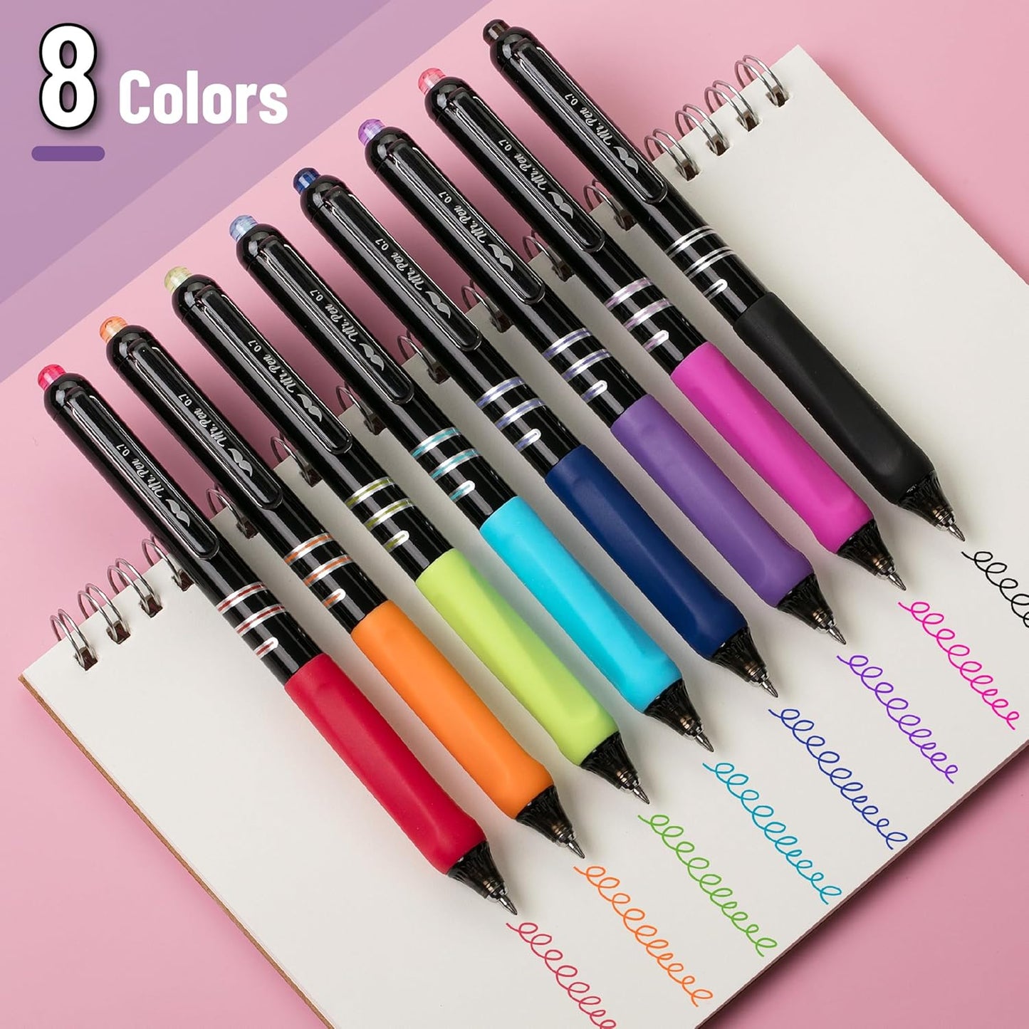 Mr. Pen- Retractable Gel Pens, 8 Pack, Vibrant Barrels, Fast Dry