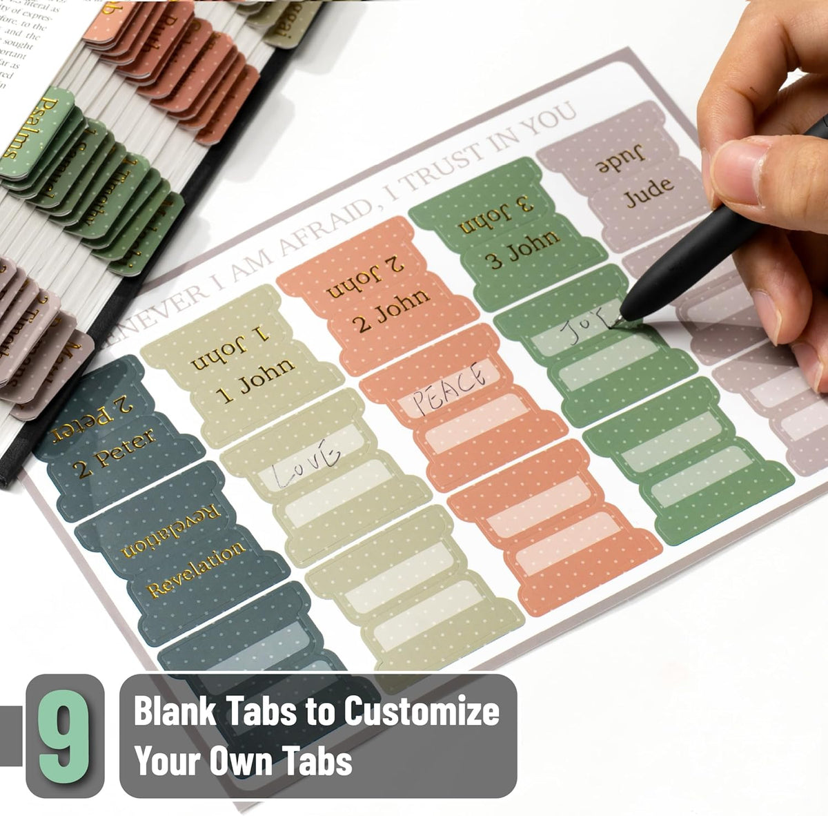 Mr. Pen- Bible Tabs, 75 pcs, Colorful, Gold Foil Lettering, Laminated Bible Tabs for Women and Men