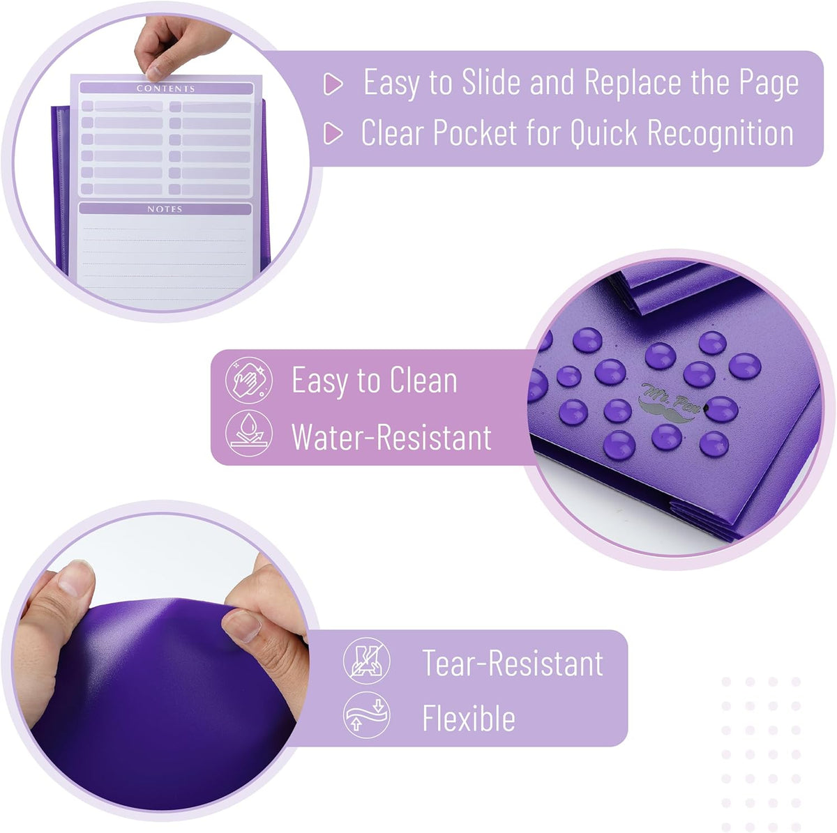 Mr. Pen- Plastic Folders with Pockets and Prongs, 24 Pack, Letter Size, Purple, Flexible Plastic Folders with Prongs