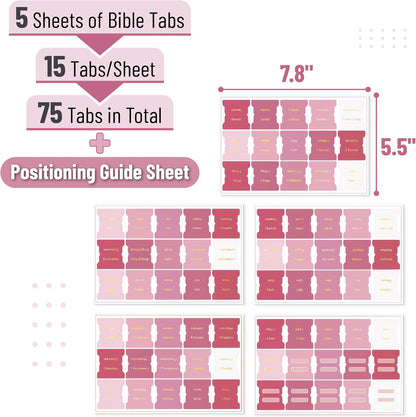 Mr. Pen- Bible Tabs, 75 Tabs, Plum Orchard, Gold Foil Embossed Lettering, Laminated Bible Tabs for Women and Men, Bible Tabs for Study Bible Index Tabs