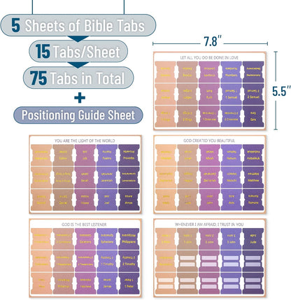 Mr. Pen- Bible Tabs, 75 Tabs, Lavender Fields, Gold Foil Lettering, Laminated Bible Tabs for Women and Men