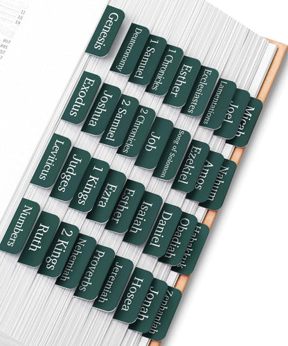 Mr. Pen- Bible Tabs, 75 Tabs, Charcoal Emerald, Laminated Bible Tabs for Women and Men, Bible Tabs for Study Bible