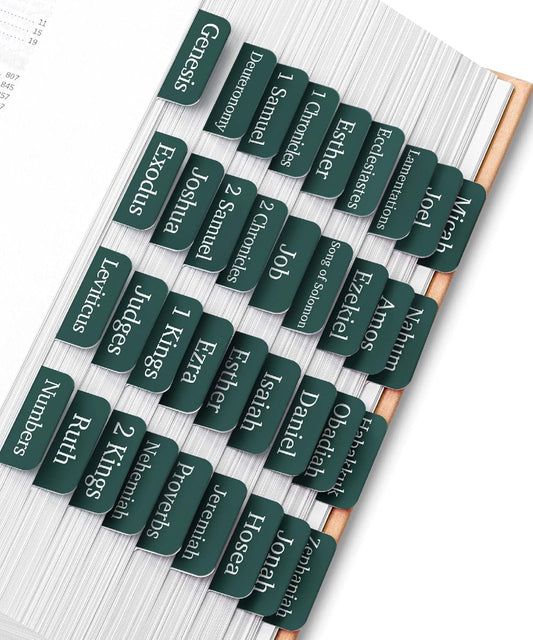 Mr. Pen- Bible Tabs, 75 Tabs, Charcoal Emerald, Laminated Bible Tabs for Women and Men, Bible Tabs for Study Bible
