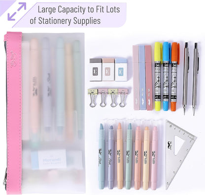 Mr. Pen- Clear Pencil Pouch, 6 Pack, Pink Shades, Pencil Bags, Clear Makeup Pouch