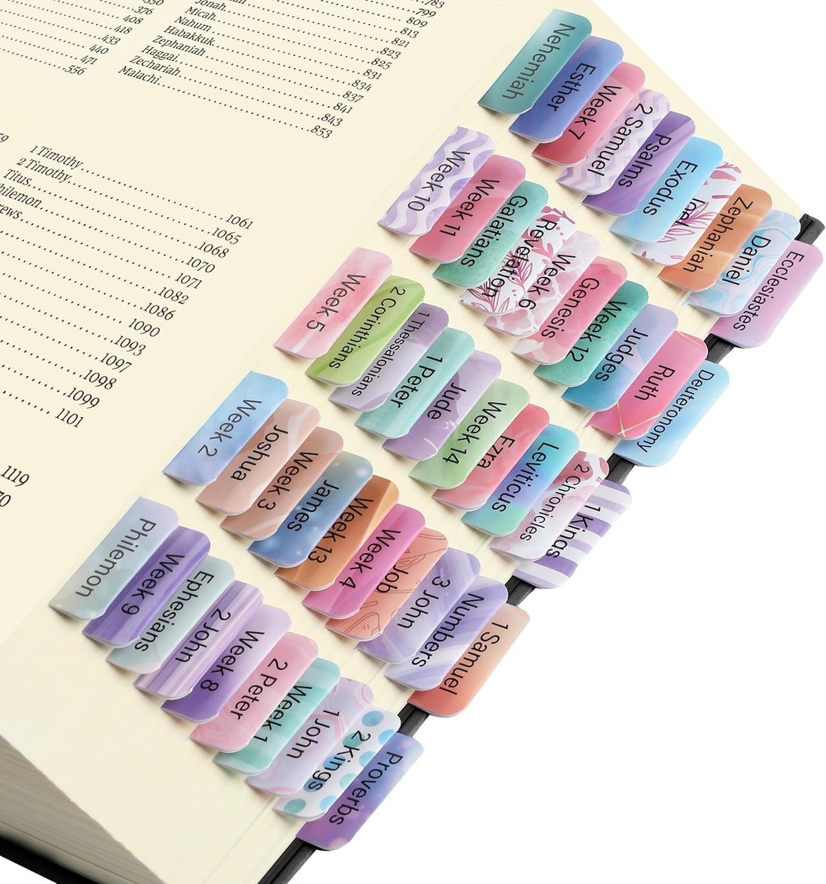 Mr. Pen- Bible Tabs, 120 pcs, Dreamy Tapestry, Laminated Bible Tabs for Women and Men, (90 Book Tabs and 30 Blank Tabs)