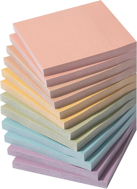 Mr. Pen- Sticky Notes, 3”x3”, 12 Pads, Pastel Colors Sticky Notes, Sticky Note, Self-Stick Note Pads