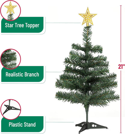 Mr. Pen- Mini Christmas Tree with 35 LED Lights, 21", Table Top Christmas Tree Small Christmas Tree with Lights