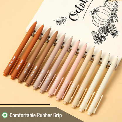 Mr. Pen- Retractable Gel Pens, 12 Pack, Black Ink, Natural Colors Barrels Gel Pens, Gel Pens Fine Point 0.5mm, Retractable Pens