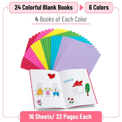 Mr. Pen- Colorful Blank Books, 4.2" x 5.5", 32 Pages, 24 Pack, Blank Notebooks for Kids