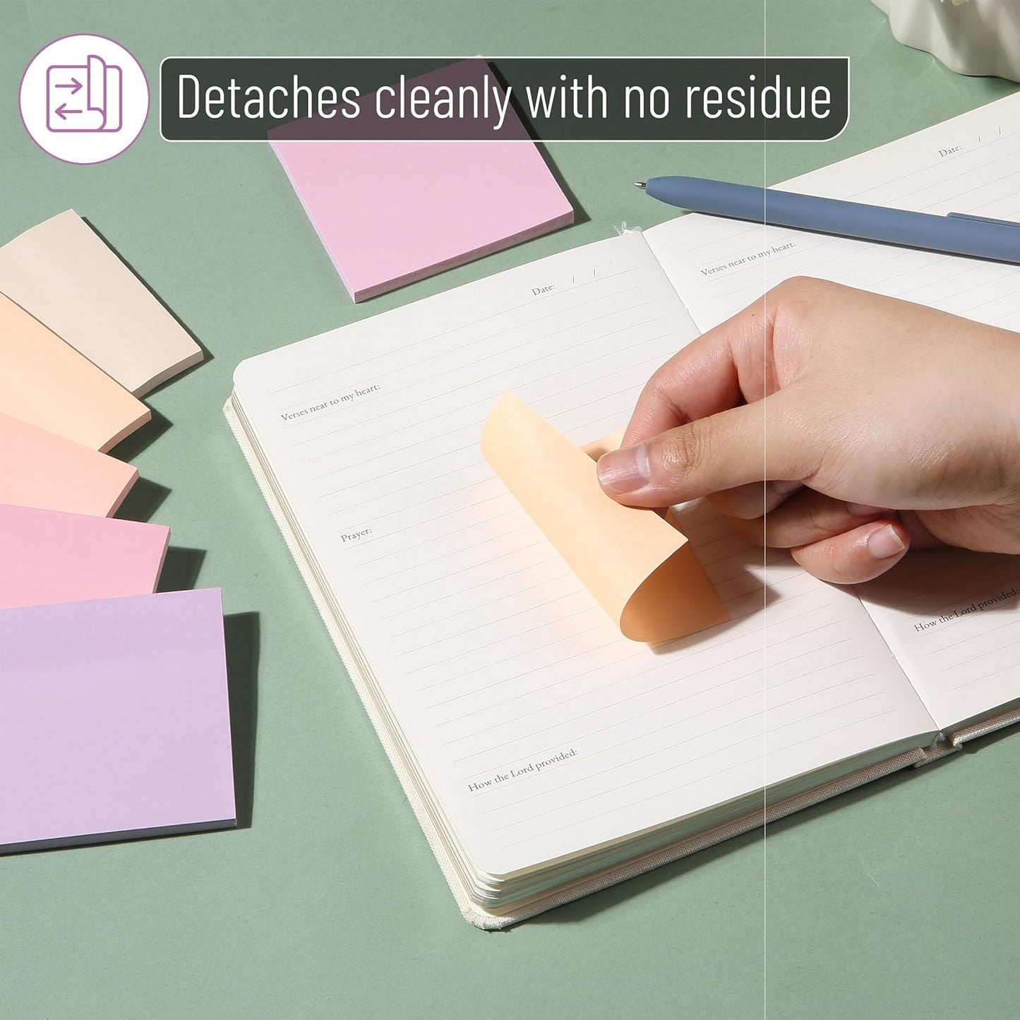 Colorful Sticky Notes 3x3 Inch, 12 Pads, 600 Sheets, Sunset Sorbet