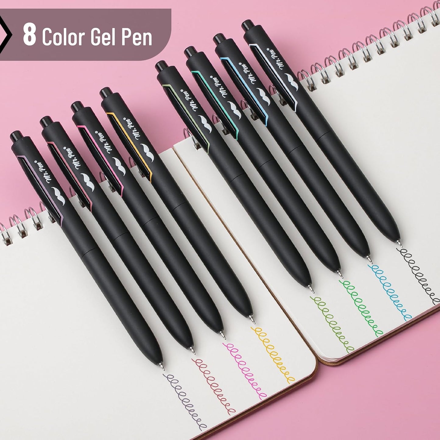 Mr. Pen- Retractable Gel Pens, 8 Pack, Pastel Color Ink Gel Pens, Gel Pens Fine Point 0.5mm, Retractable Pens, Cute Pens