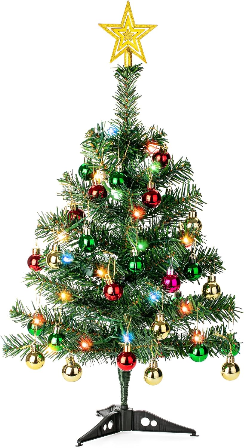 Mr. Pen- Mini Christmas Tree with 35 LED Lights, 21", Table Top Christmas Tree Small Christmas Tree with Lights