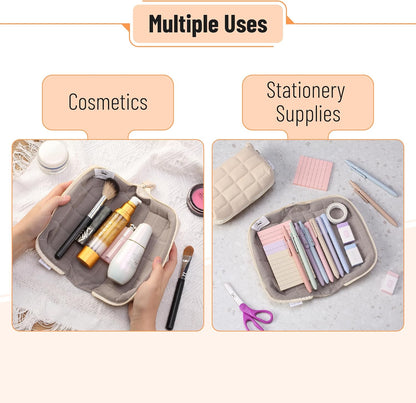 Mr. Pen- Large Capacity Pillow Pencil Case, Beige Pencil Pouch