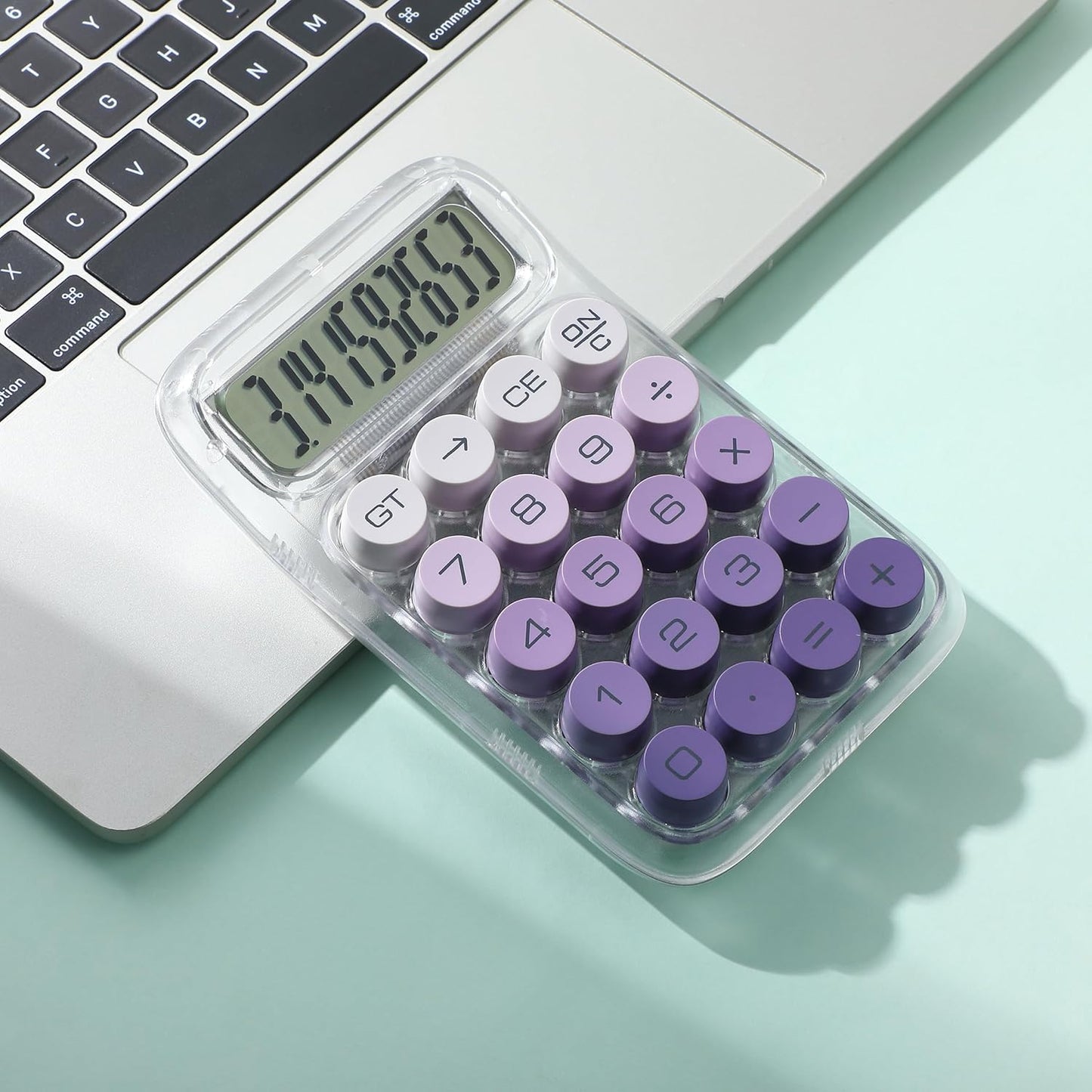 Mr. Pen- Mechanical Switch Calculator, 10 Digits, Purple Calculator, Transparent Body, Large LCD Display