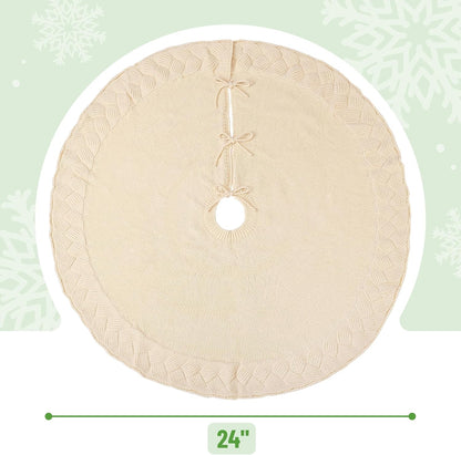 Mr. Pen- Knitted Christmas Tree Skirt 24 inches, Xmas Tree Skirt, Christmas Skirts for Xmas Trees, Small Tree Skirt Small