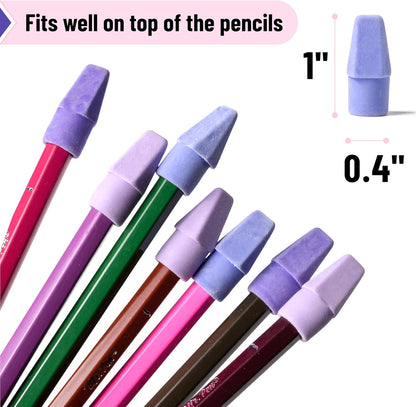 Pencil Erasers Toppers, 30 Pack, Colorful, Latex Free, No Smudge