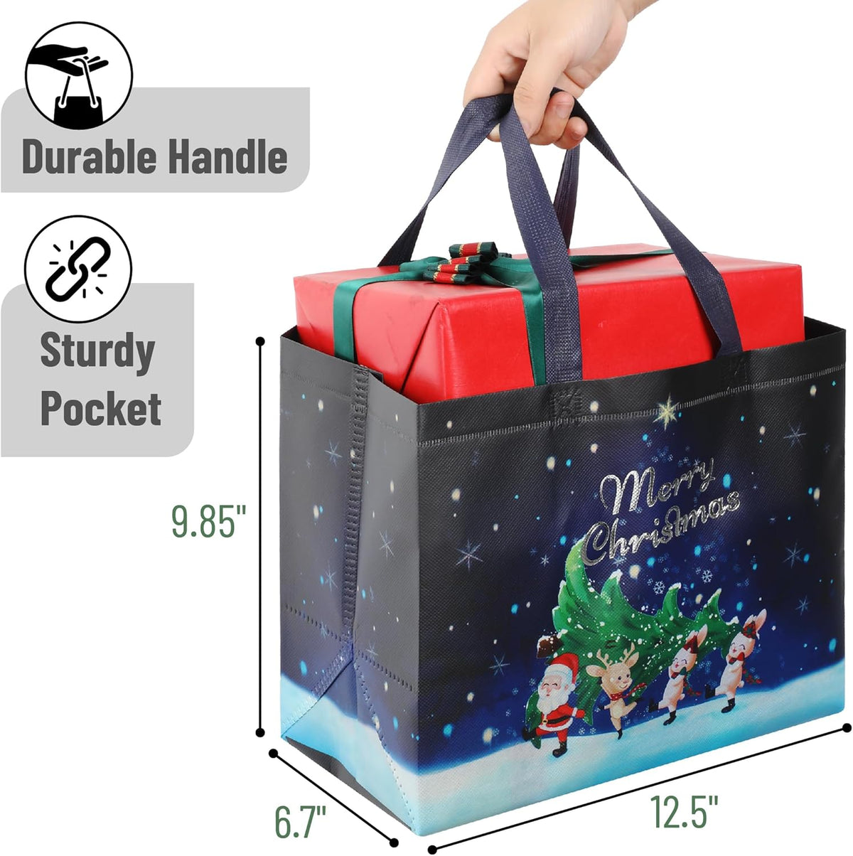 Mr. Pen- Reusable Christmas Gift Bags, 12 pcs, 12 Styles, Xmas Gift Bags Christmas Tote Bags with Handles