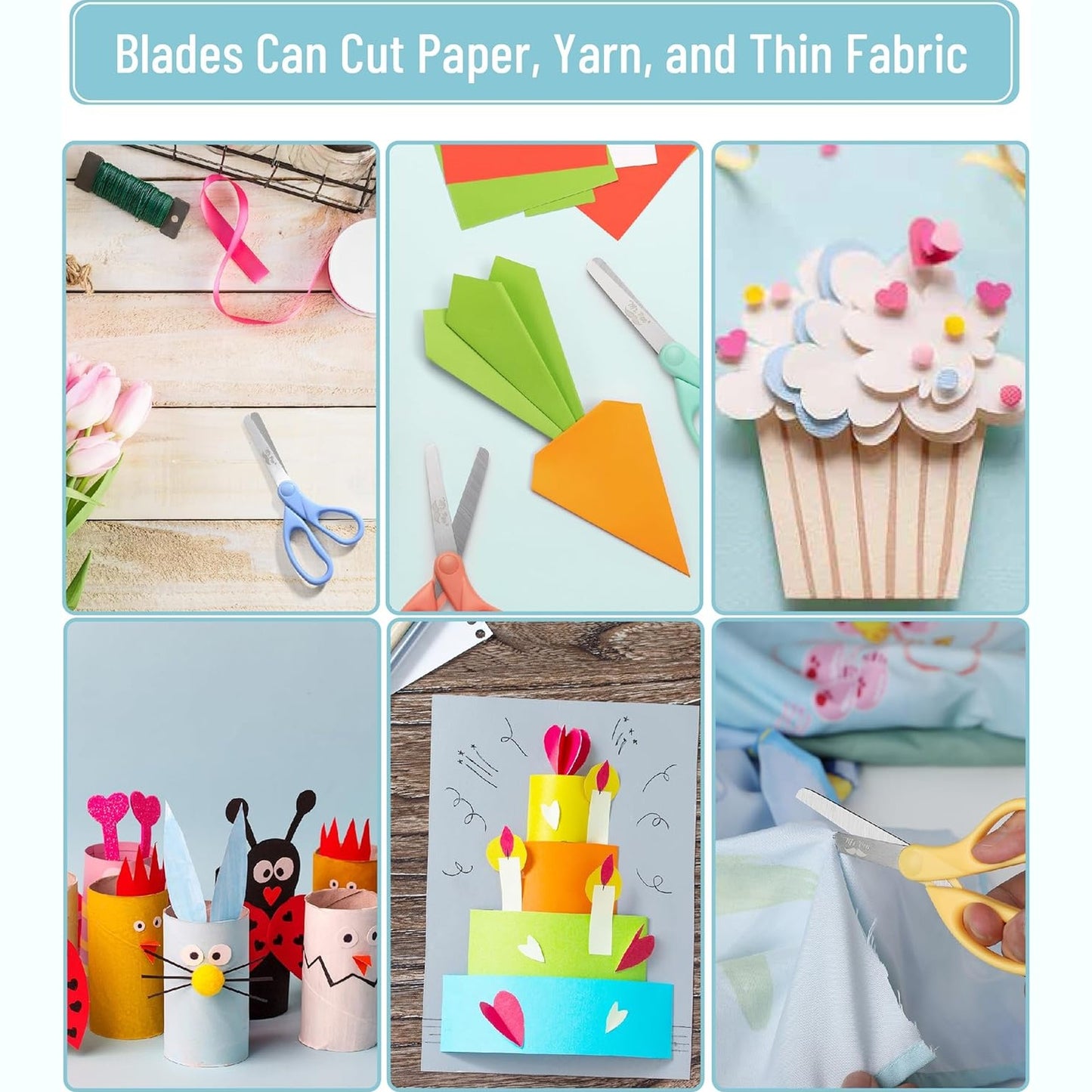 Kids Scissors 5”, 12 Pack, Blunt Tip, Modern Shades, Ages 4+