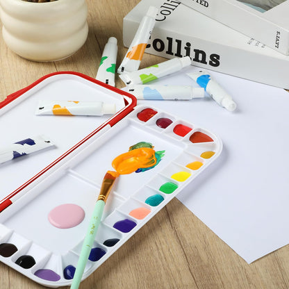 Mr. Pen- Airtight Watercolor Palette with Lid, Red, 18 Wells and 2 Mixing Areas, Empty Watercolor Palette
