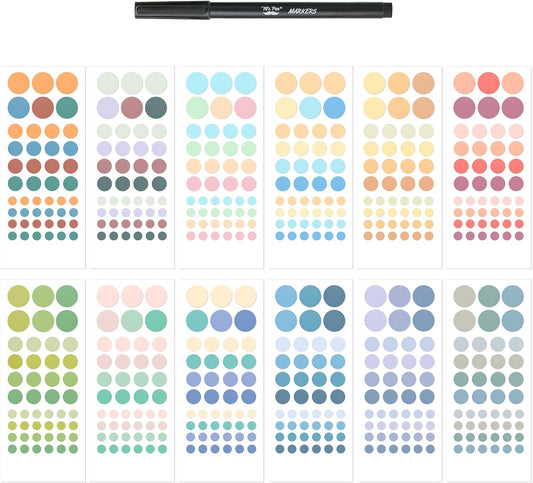 Color Coding Labels with Pen, 552 pcs, Assorted Colors, 3 Size, Dot Stickers, Round Stickers, Color Dots Stickers, Colored Sticker Dots, Dot Labels, Colored Stickers, Circle Sticker Labels