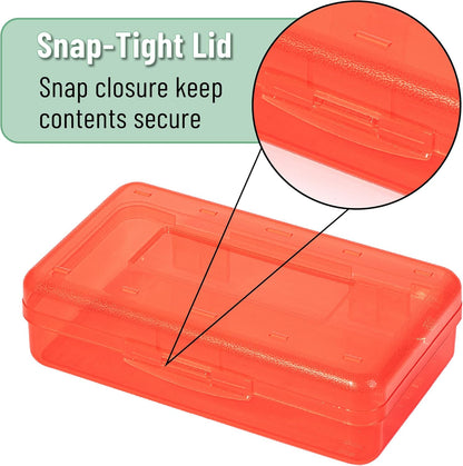Mr. Pen- Clear Pencil Boxes, 2 Pack, Dark Grey and Red, Snap-Tight Lid, Plastic Pencil Box Organizer