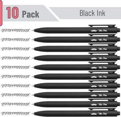 Retractable Gel Pens, 10 Pack, Black Ink Gel Pens, Black Barrels, Fast Dry, Gel Pens Fine Point 0.5 mm, Retractable Pens, Cute Pens, Gel Ink Pens, Aesthetic Pens for Journaling Fine Tip Pens