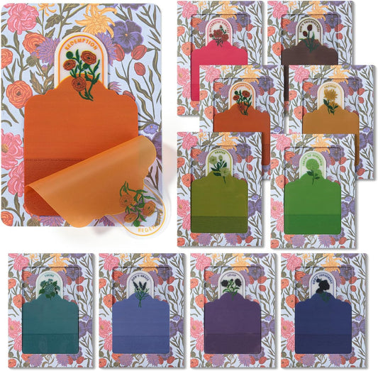 Mr. Pen- Plastic Transparent Bible Journaling Sticky Notes, 10 Pads, 200 Sheets, Botanical Design