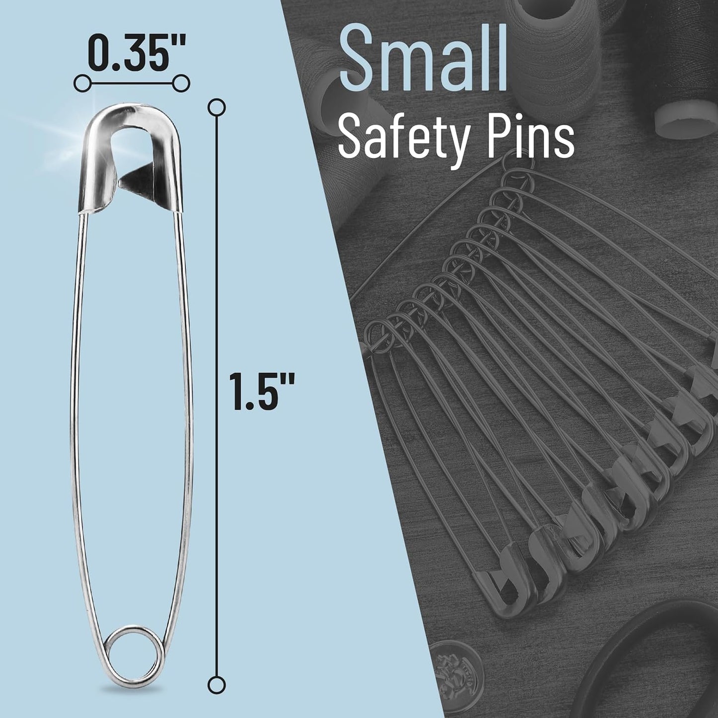 Mr. Pen- Safety Pins, 500 Pack, 1.5 Inch, Silver, Safety Pin, Small Safety Pins Bulk