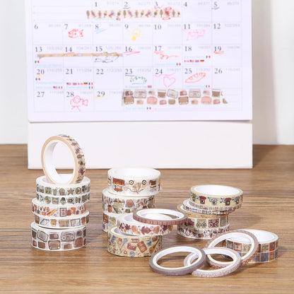 Nostalgic Washi Tape Set, 21 Rolls, Retro Icons, Assorted Widths