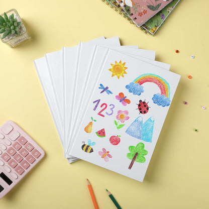 Mr. Pen- Blank Hardcover Books, 7" x 10", 40 Pages, 6 Pack, White, Blank Notebooks for Kids