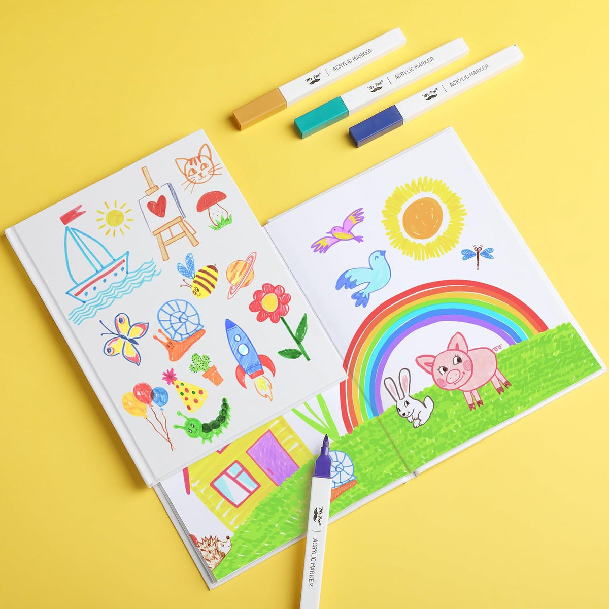 Mr. Pen- Blank Hardcover Books, 6" x 8", 40 Pages, 6 Pack, White, Blank Notebooks for Kids
