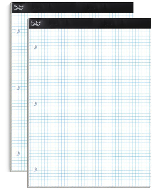 Graph Paper, 2 Pack of 55 Sheets, 8.5"x11", 5x5 (5 Squares Per Inch), 3-Hole Punched, Graphing Paper, Grid Paper Pad, Math Graph Paper Pad, Drafting Paper, Computation Pads, Math Paper