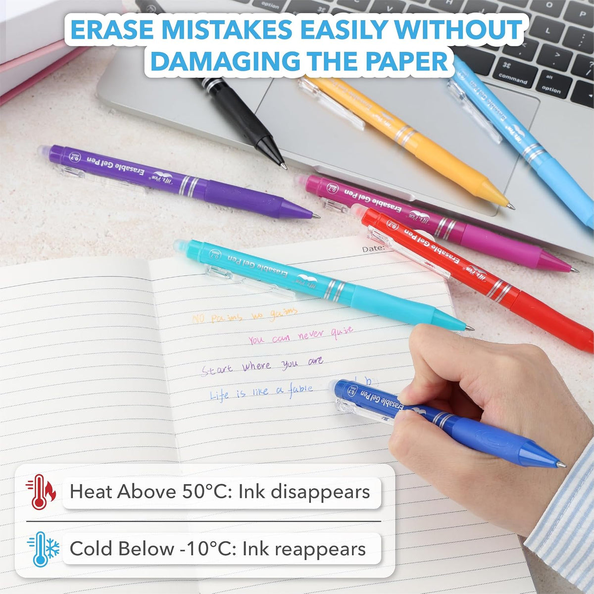 Mr. Pen- Erasable Gel Pens, 8 Pens & 8 Refills, 0.7mm, Assorted Colors