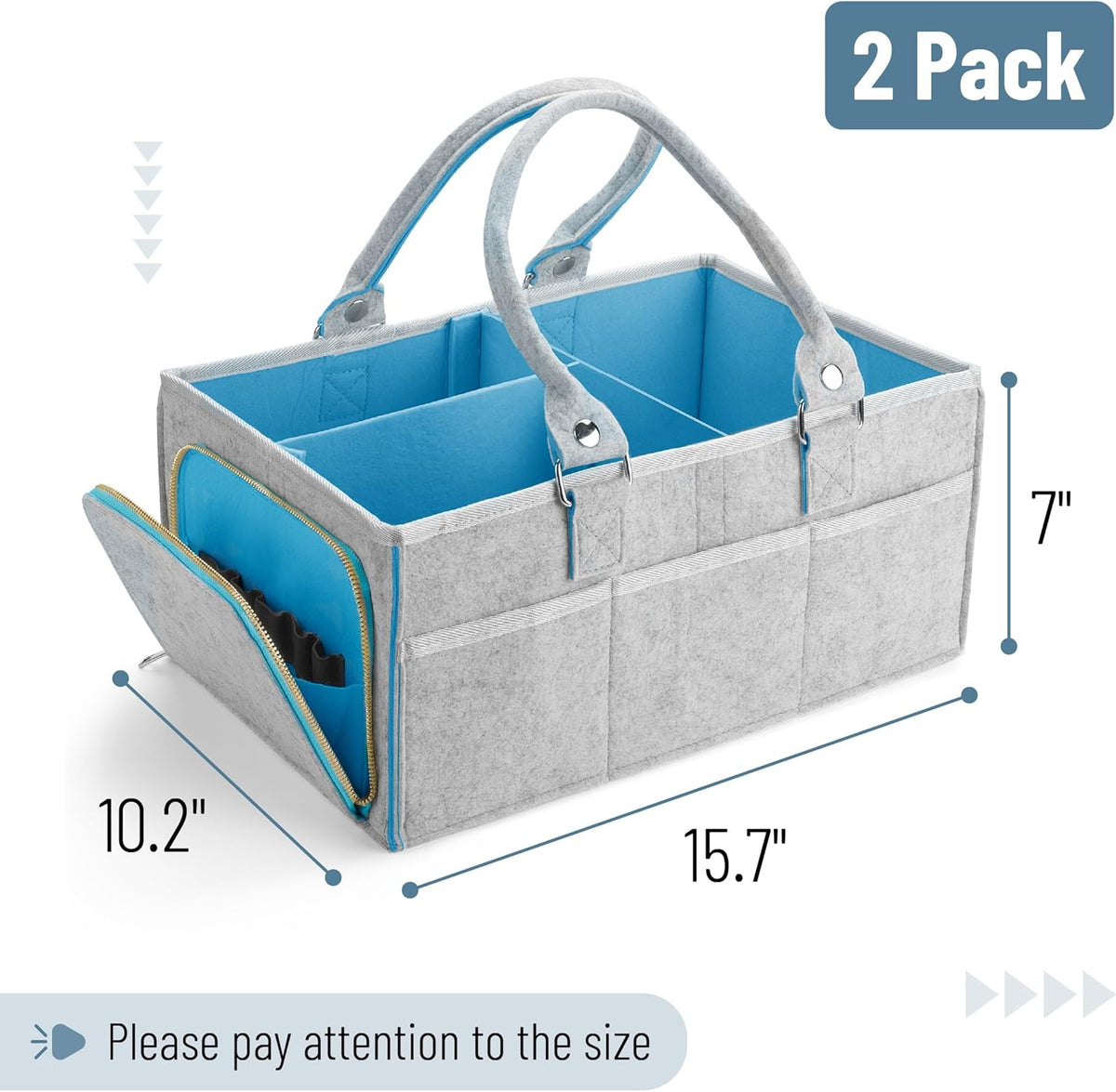 Mr. Pen- Baby Diaper Caddy Organizer, 2 Pack, Blue Inside, Large Baby Caddy Organizer with Handle