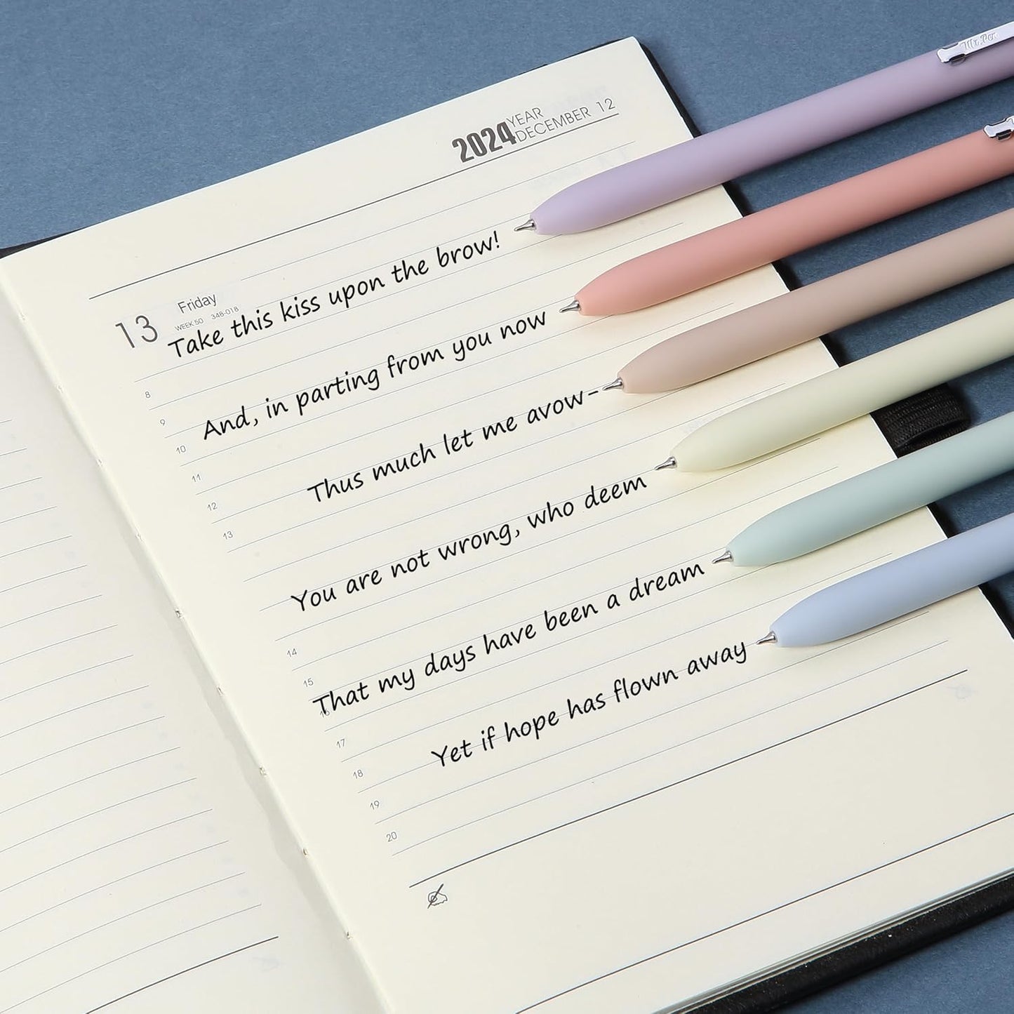 Mr. Pen- Retractable Gel Pens for Journaling, 6 Pack, 0.5 mm Black Ink, Soft Pastel Barrel with Silver Cross Clip