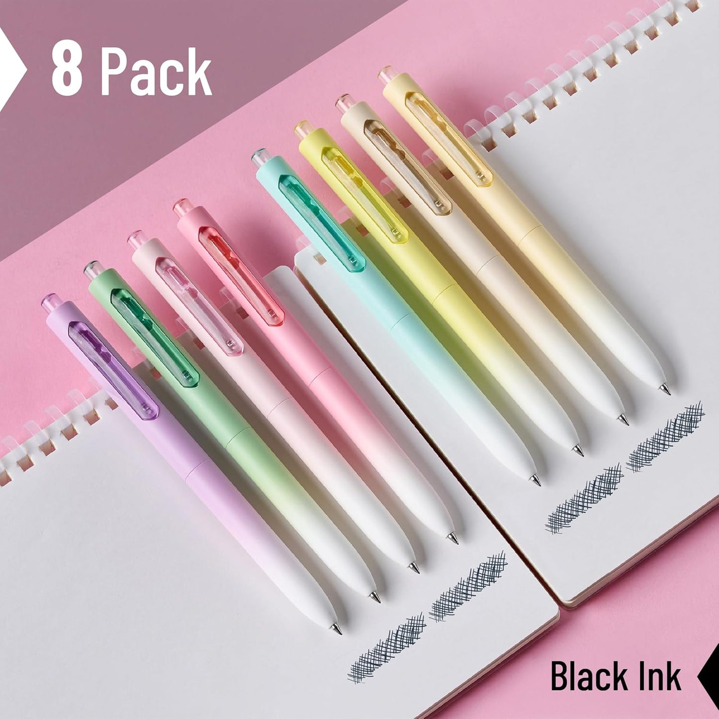 Mr. Pen- Retractable Gel Pens, 8 Pack, Black Ink, Pastel Barrel Gel Pens, Gel Pens Fine Point 0.5mm, Retractable Pens, Cute Pens