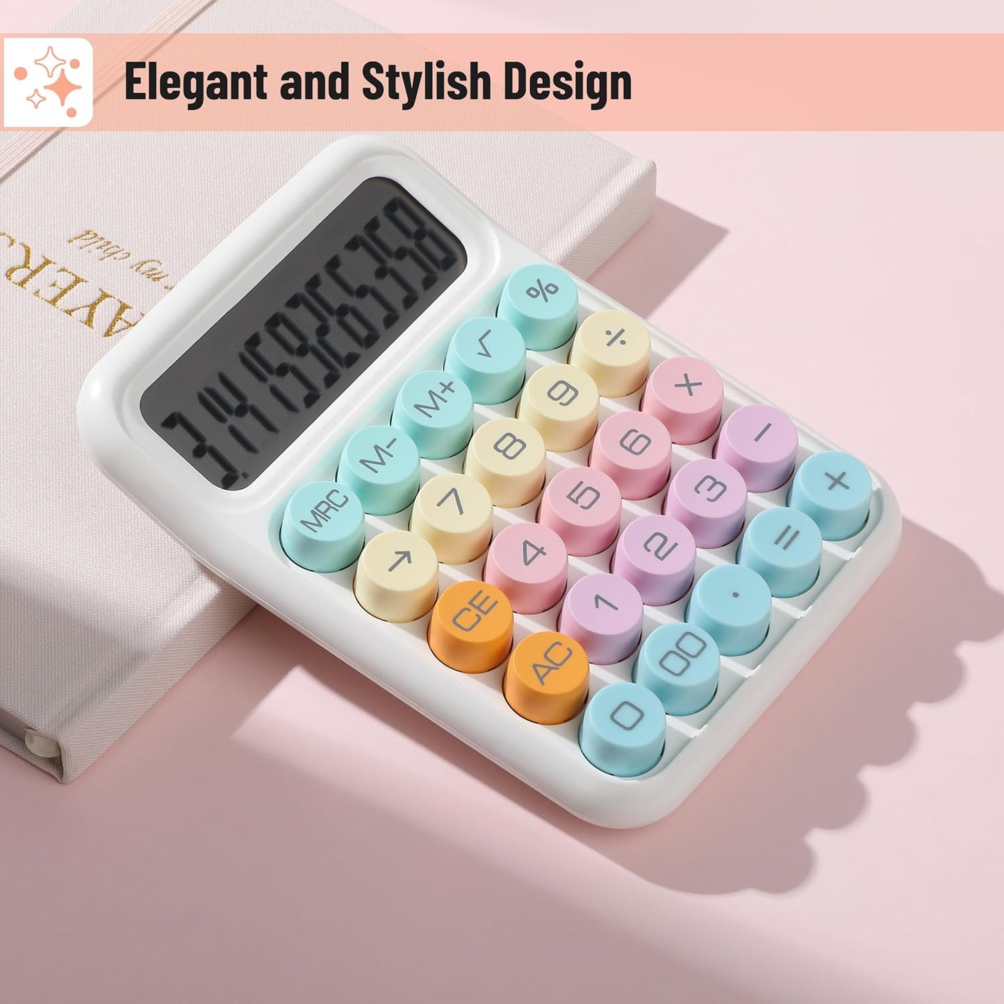 Mr. Pen- Mechanical Switch Calculator, 12Digits, Large LCD Display, Colorful Calculator Big Buttons, Mechanical Calculator