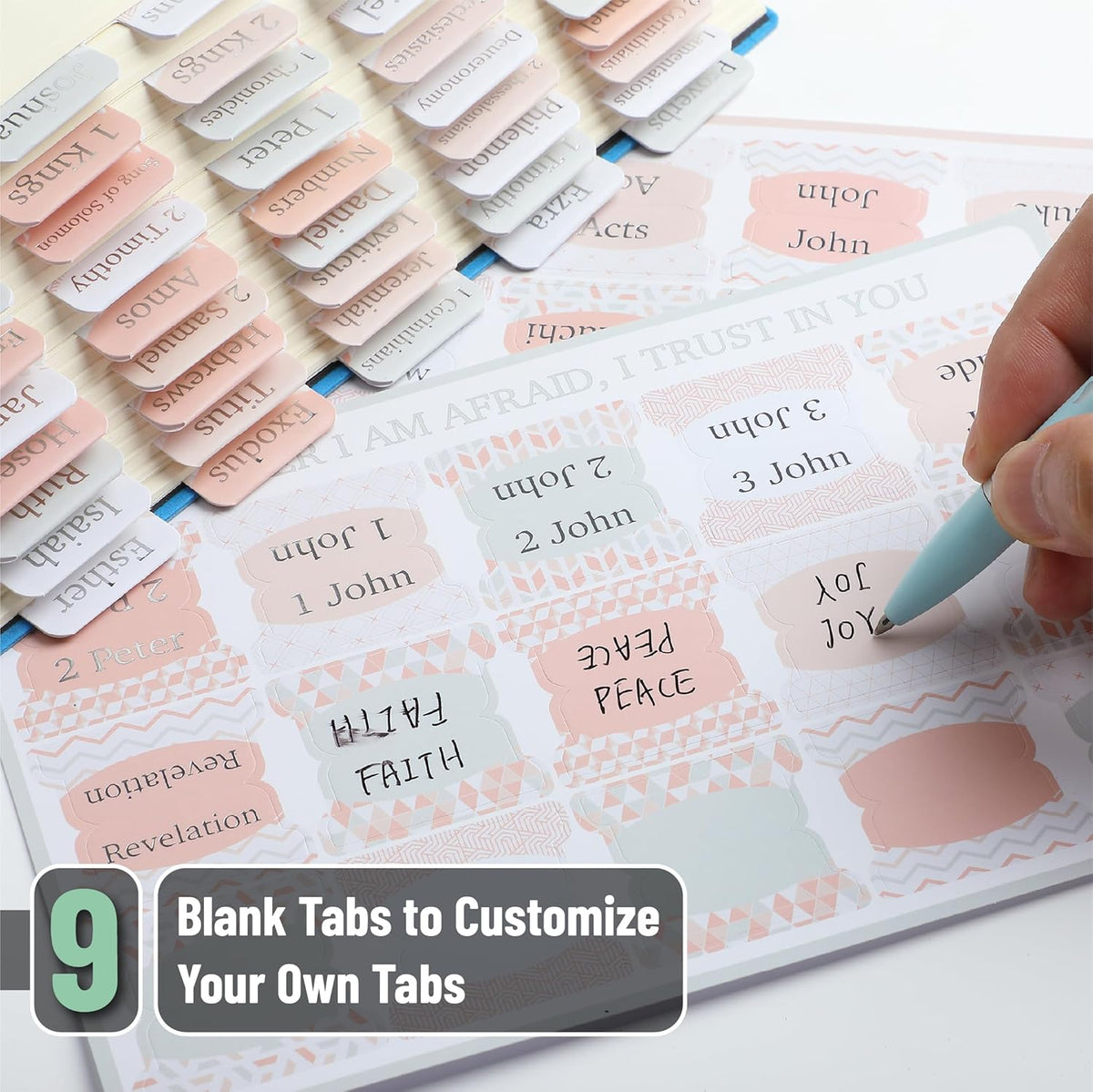 Mr. Pen- Mini Bible Tabs, 75 pcs, Modern Grace, Laminated Bible Tabs for Women and Men