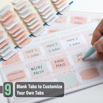 Mr. Pen- Mini Bible Tabs, 75 pcs, Modern Grace, Laminated Bible Tabs for Women and Men