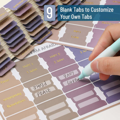 Mr. Pen- Bible Tabs, 75 Tabs, Lavender Fields, Gold Foil Lettering, Laminated Bible Tabs for Women and Men