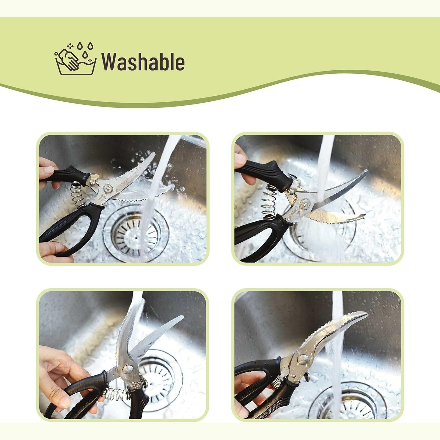 Heavy Duty Poultry Shears, Stainless Steel Meat Scissors, Lock