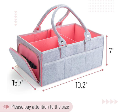 Baby Diaper Caddy Organizer, Pink Inside, Diaper Organizer, Car Diaper Caddy, Baby Caddy Organizer, Portable Diaper Caddy, Diaper Organizer for Changing Table, Baby Organizer for Nursery
