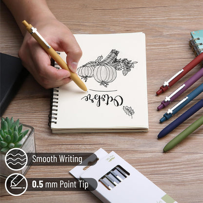 Mr. Pen- Retractable Gel Pens for Journaling, 6 Pack, 0.5 mm Black Ink, Vintage Barrel with Silver Cross Clip