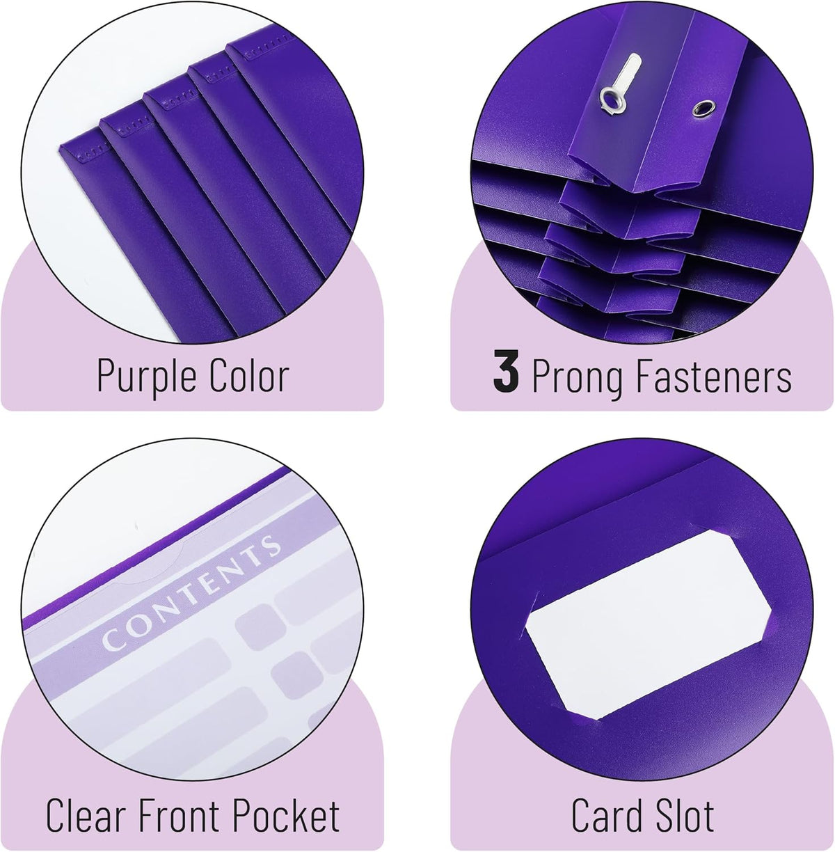 Mr. Pen- Plastic Folders with Pockets and Prongs, 24 Pack, Letter Size, Purple, Flexible Plastic Folders with Prongs