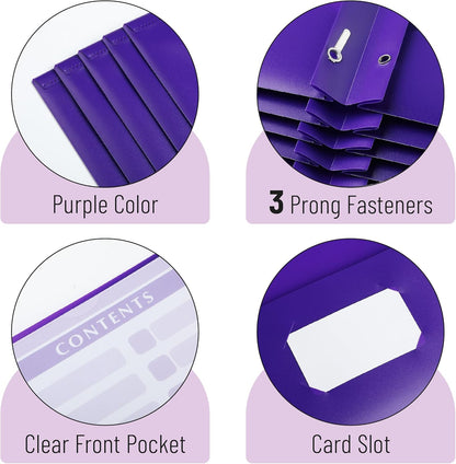 Mr. Pen- Plastic Folders with Pockets and Prongs, 24 Pack, Letter Size, Purple, Flexible Plastic Folders with Prongs