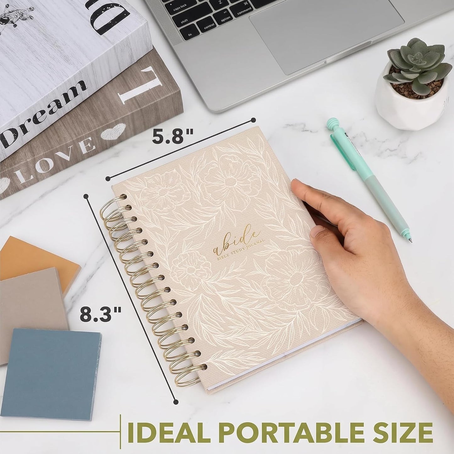 Mr. Pen- Abide Bible Study Journal – A5 Hardcover Journal with 136 Pages, 120gsm Paper, Gold Metal Spiral, Christian Gift for Women, SOAP Bible Study Method